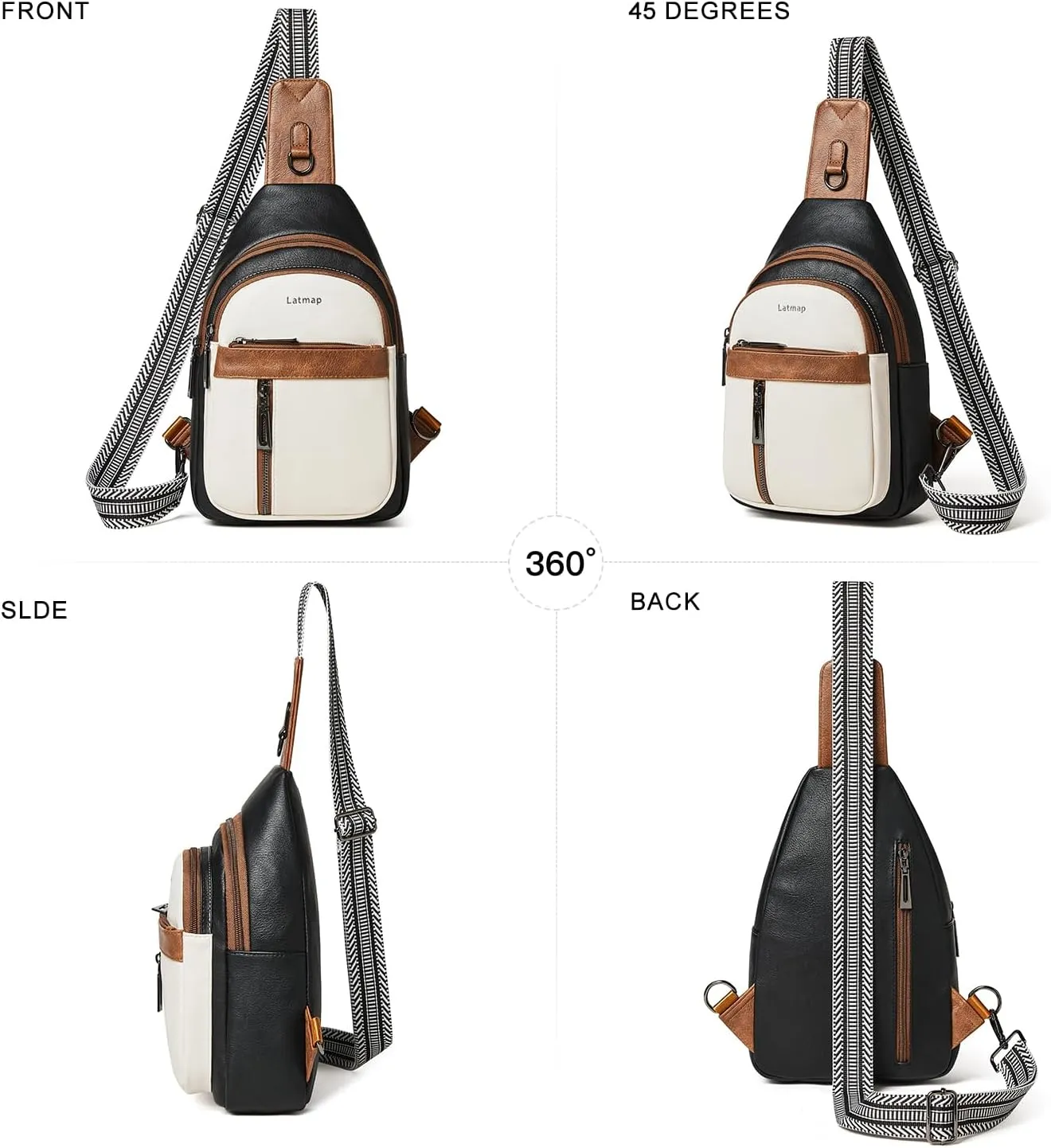 7L Sling Bag For Women Men Backpack Fanny Pack Crossbody Chest Travel Shoulder Belt Bags Purse Handbag PU Leather