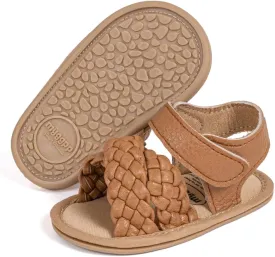 Babelvit Infant Baby Girl Boy Sandals Comfort Premium Summer Outdoor Casual Beach Shoes with Flower Bowknot Anti Slip Rubber Sole Newborn Toddler Prewalker First Walking Shoes