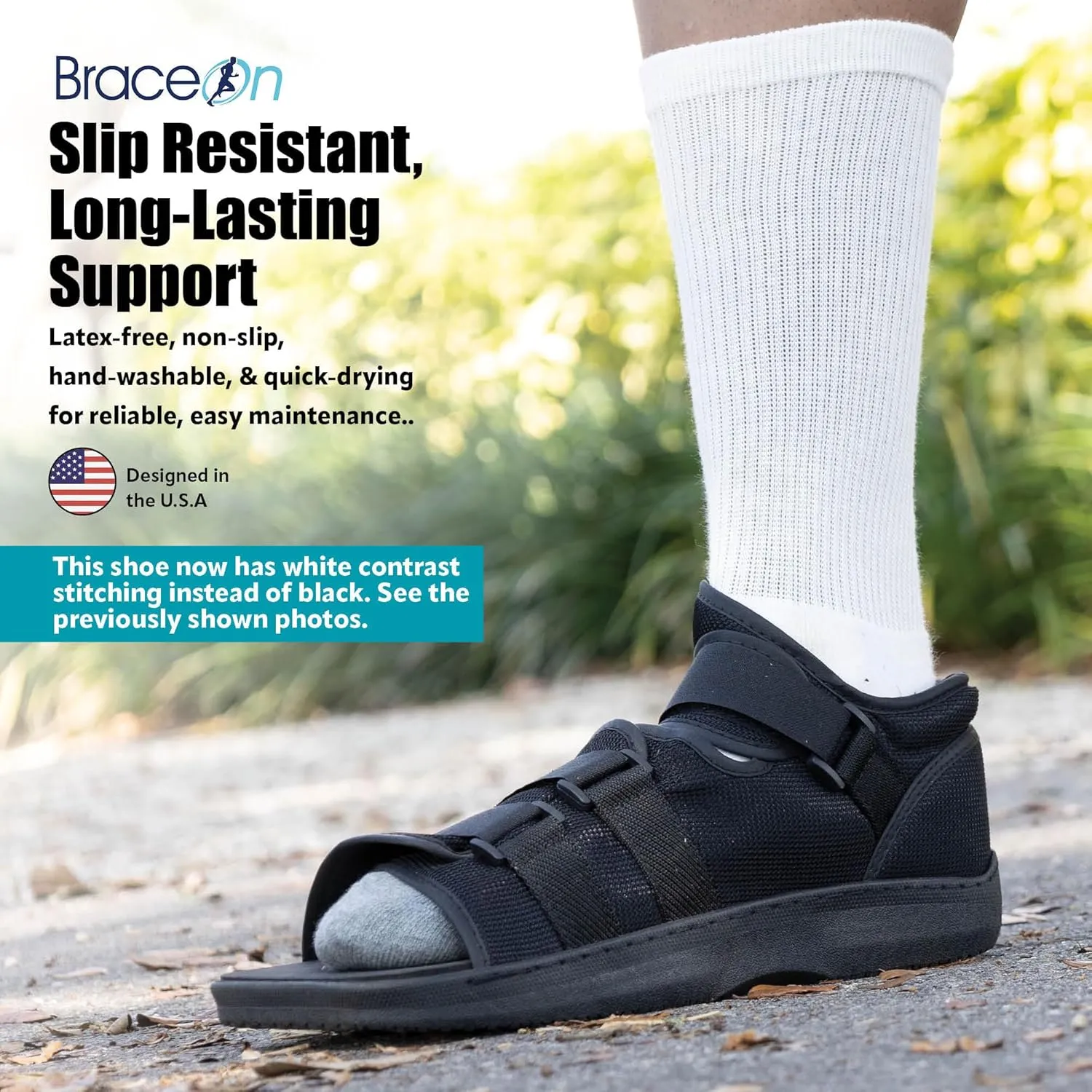 Brace On Post Op Shoe - Orthopedic Shoes for Women & Men, Walking Boot, Ankle Support for Men & Women, Plantar Fasciitis Brace, Medical Boot for Injury (Mens Shoe Size Up to Size 8, Black)