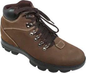 Calden Men's Invisible Height Increasing Elevator Shoes - Nubuck Khaki Brown Leather Lace-up Casual Work Boots - 3 Inches Taller - K228112 - Size 8 D(M) US