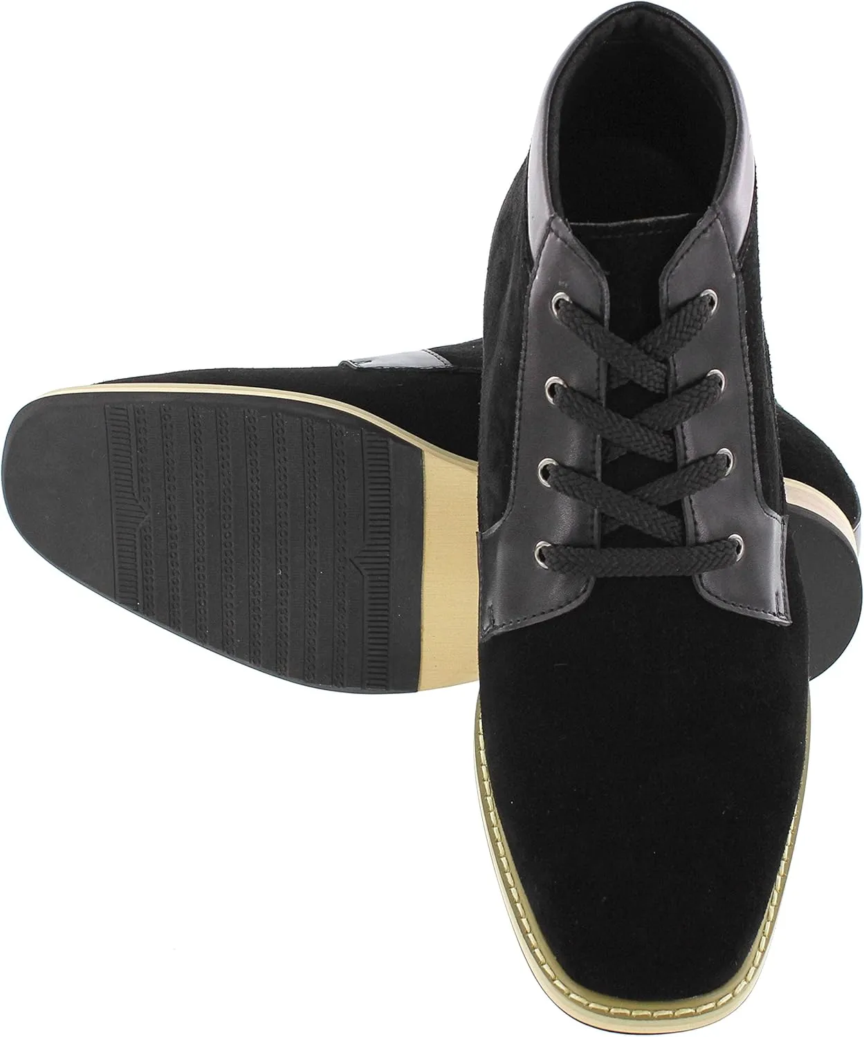CALTO Men's Invisible Height Increasing Elevator Shoes - Black Nubuck Leather Lace-up Ankle Boots - 2.8 Inches Taller - T18051 - Size 10 D(M) US