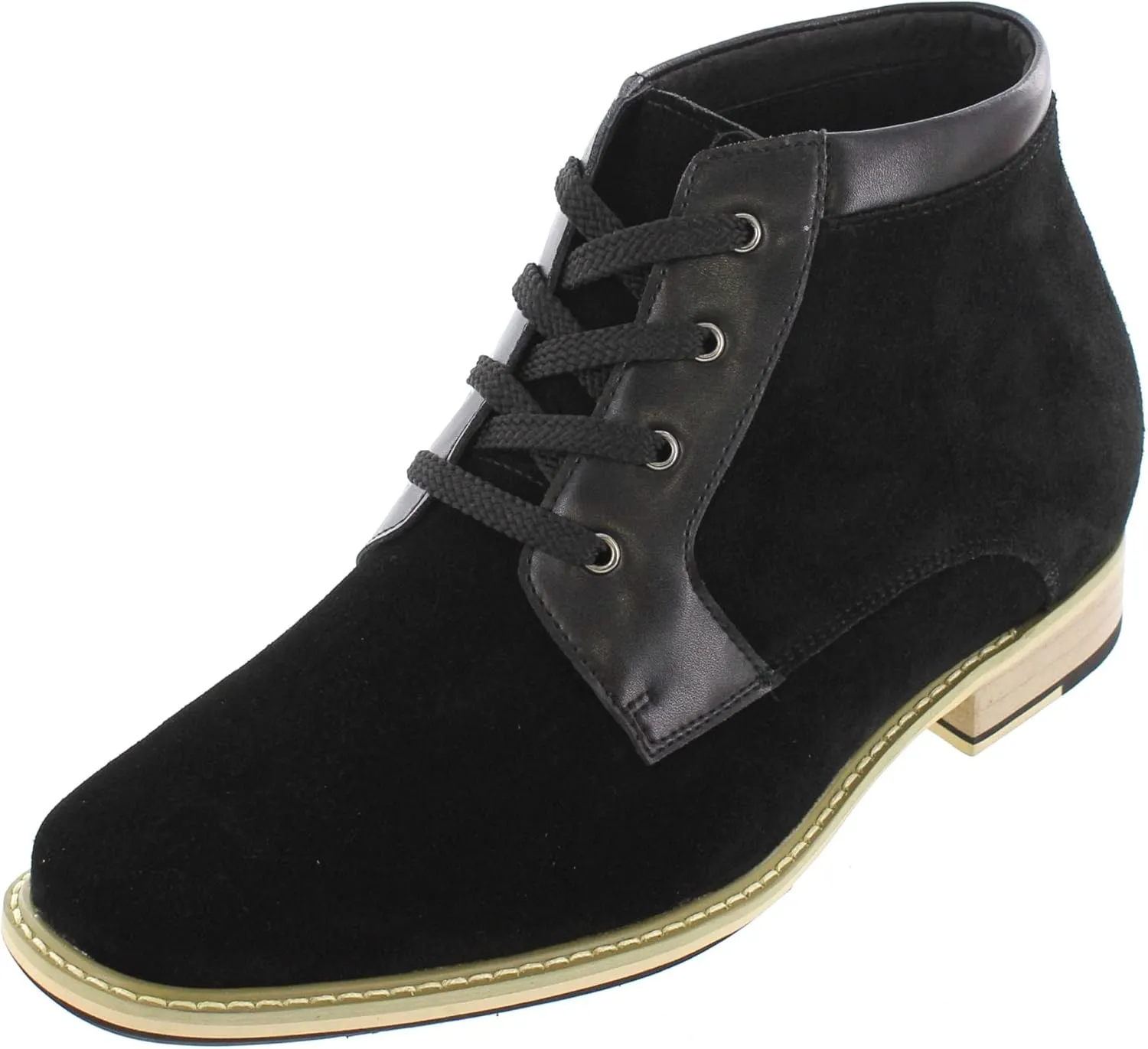 CALTO Men's Invisible Height Increasing Elevator Shoes - Black Nubuck Leather Lace-up Ankle Boots - 2.8 Inches Taller - T18051 - Size 10 D(M) US