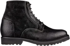 CALTO Men's Invisible Height Increasing Elevator Shoes - Black Nubuck Leather Lace-up/Zip-up Casual Boots - 3.0 Inches Taller - K24401 - Size 9 D(M) US