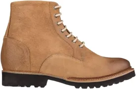 CALTO Men's Invisible Height Increasing Elevator Shoes - Brown Nubuck Leather Lace-up/Zip-up Casual Boots - 3.0 Inches Taller - K24403 - Size 9 D(M) US