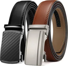 CHAOREN Mens Dress Belt Leather 2 Pack - Mens Ratchet Belt for Dress Shirt and Pants Every Occasion (32mm)
