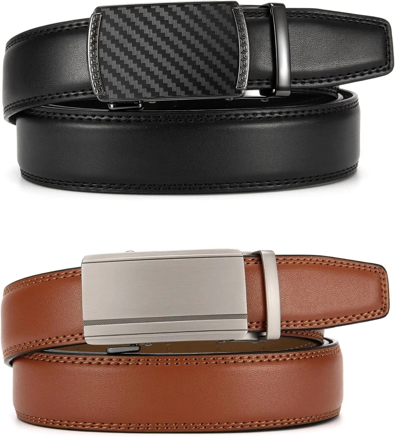 CHAOREN Mens Dress Belt Leather 2 Pack - Mens Ratchet Belt for Dress Shirt and Pants Every Occasion (32mm)