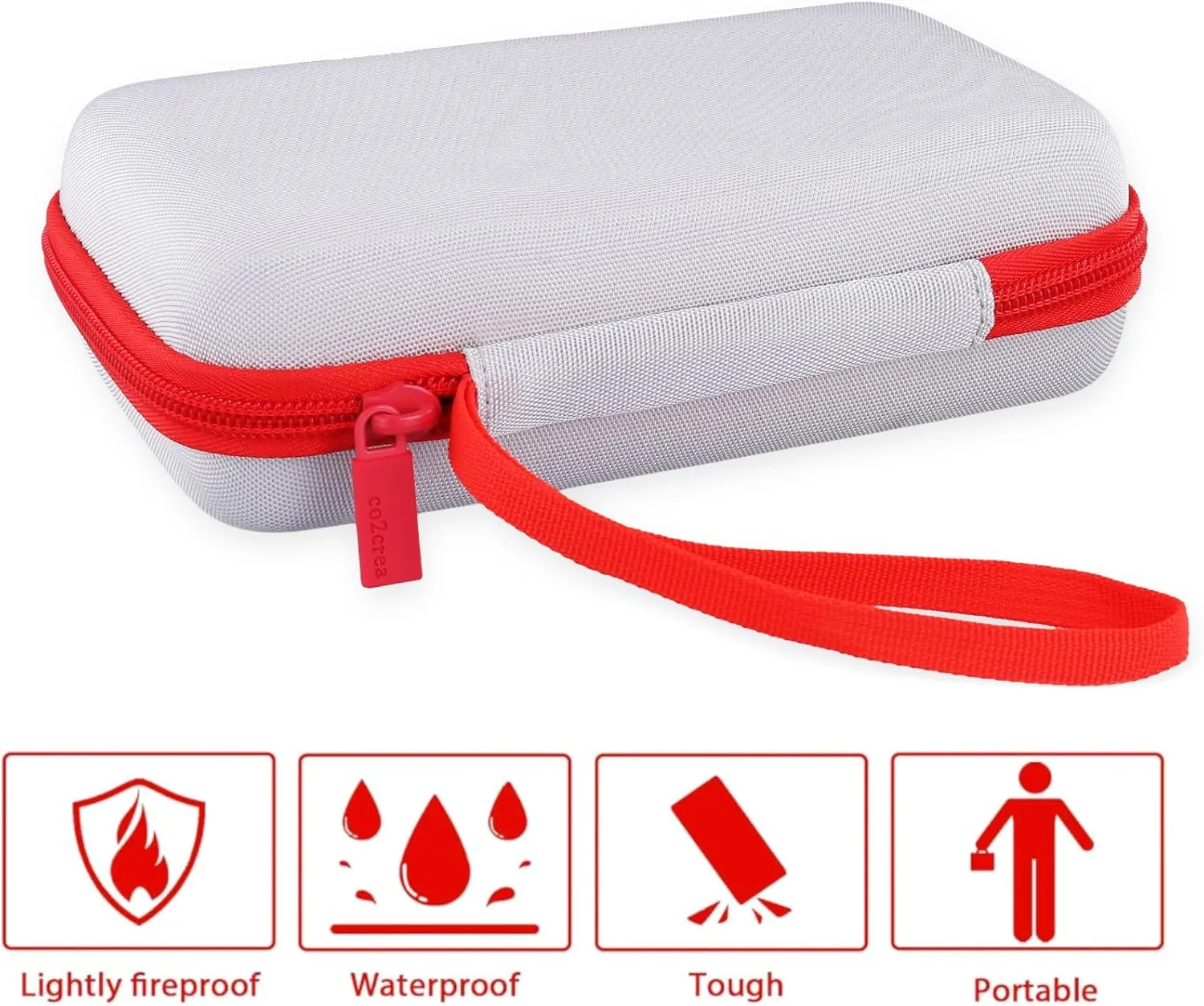 co2CREA Hard Travel Case Compatible with 8BitDo Retro 18 Mechanical Numpad (White Case and Red Zipper)