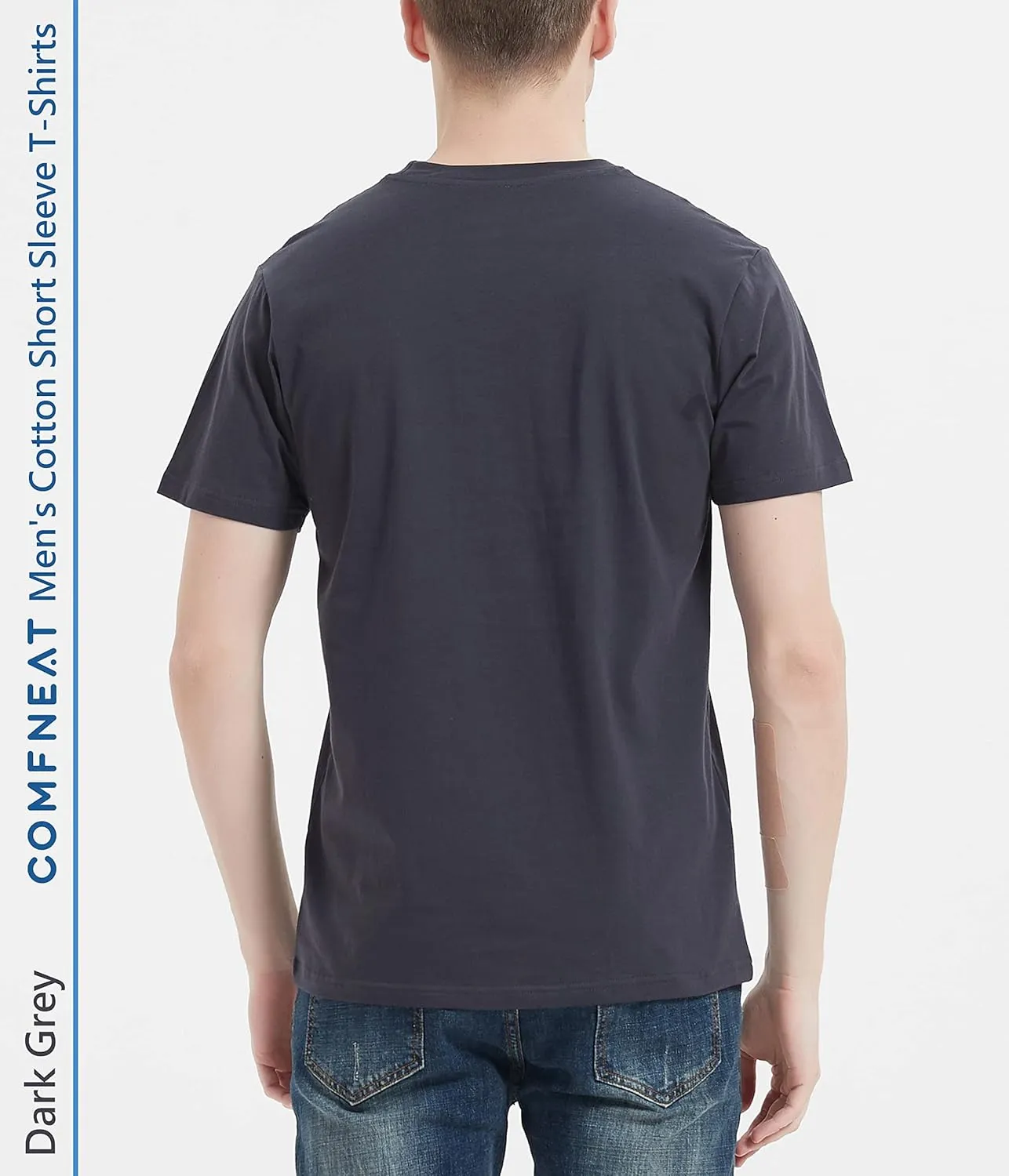 Comfneat Men's 3-Pack Lightweight T-Shirts Cotton Crew Neck Regular Fit Solid Tee