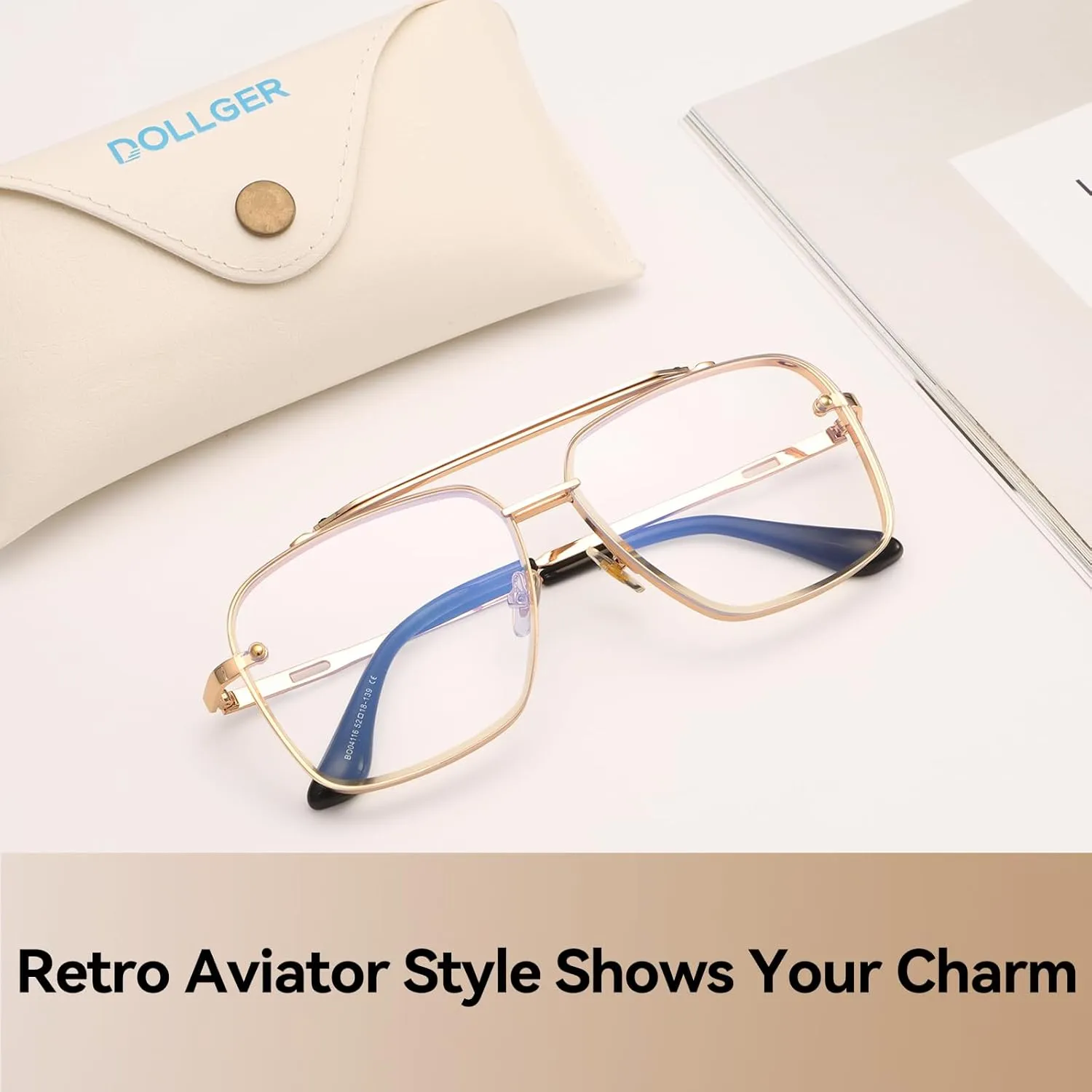 Dollger Square Aviator Sunglasses for Men and Women Fashion Metal Vintage Gradient Shades Sunglasses UV400 Protection