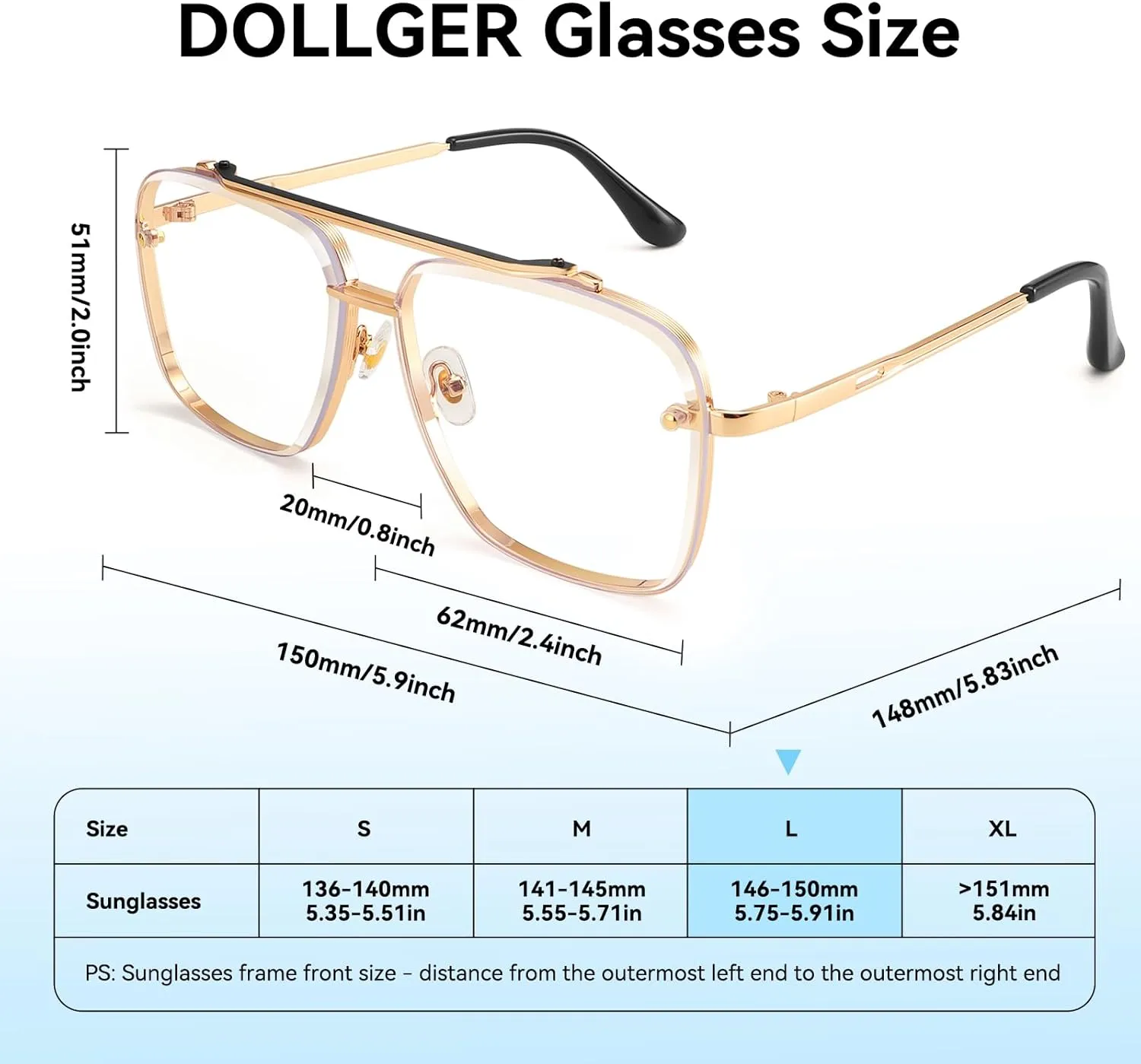 Dollger Square Aviator Sunglasses for Men and Women Fashion Metal Vintage Gradient Shades Sunglasses UV400 Protection