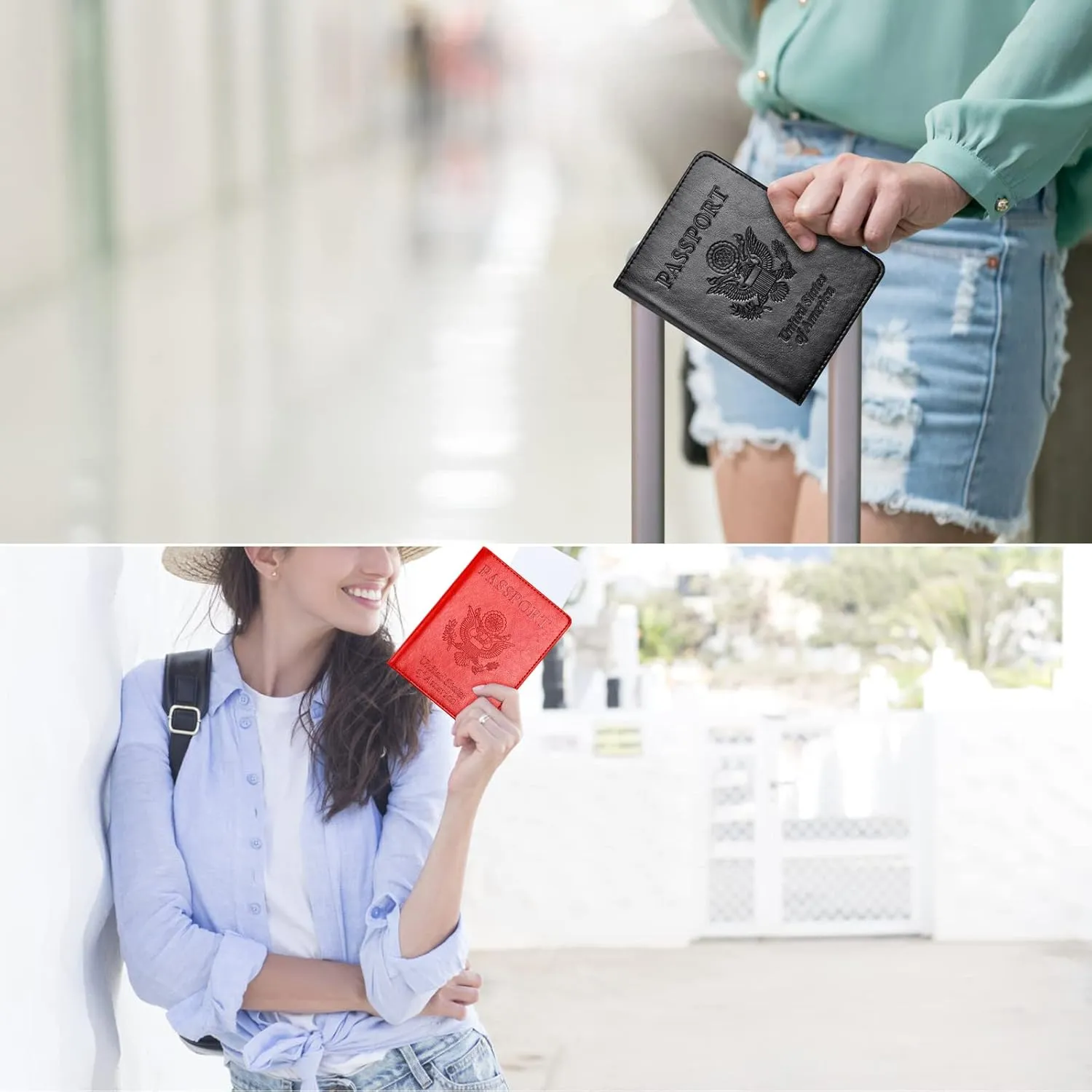 Eoehro 2Pack Passport Holder Wallet Cover Case, Travel Essentials for Women and Men