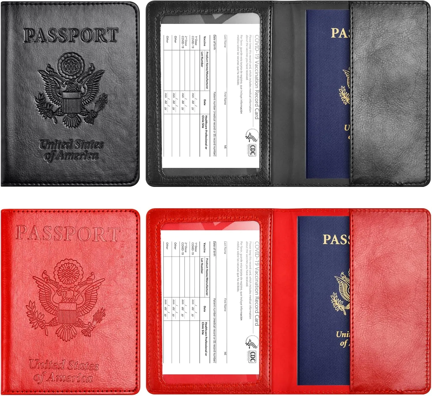 Eoehro 2Pack Passport Holder Wallet Cover Case, Travel Essentials for Women and Men