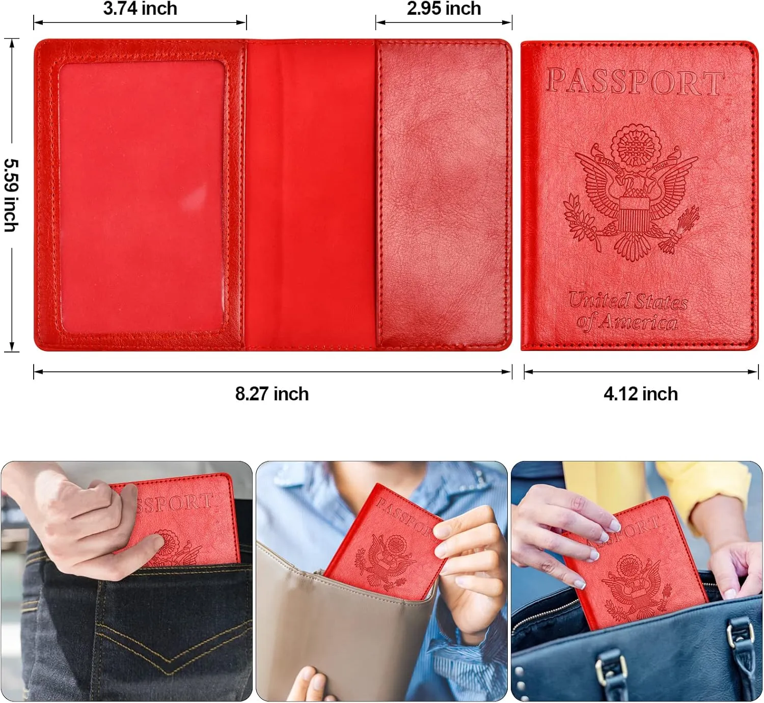 Eoehro 2Pack Passport Holder Wallet Cover Case, Travel Essentials for Women and Men