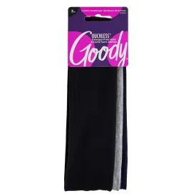 Goody Ouchless Comfort Head Wraps - 3 Ct, Black/Grey/Navy Blue, Soft & Stretchy Fabric Headbands for Women & Men, Secure Hold Yoga, Workout Headband, Versatile Hair Accessories for All-Day Wear