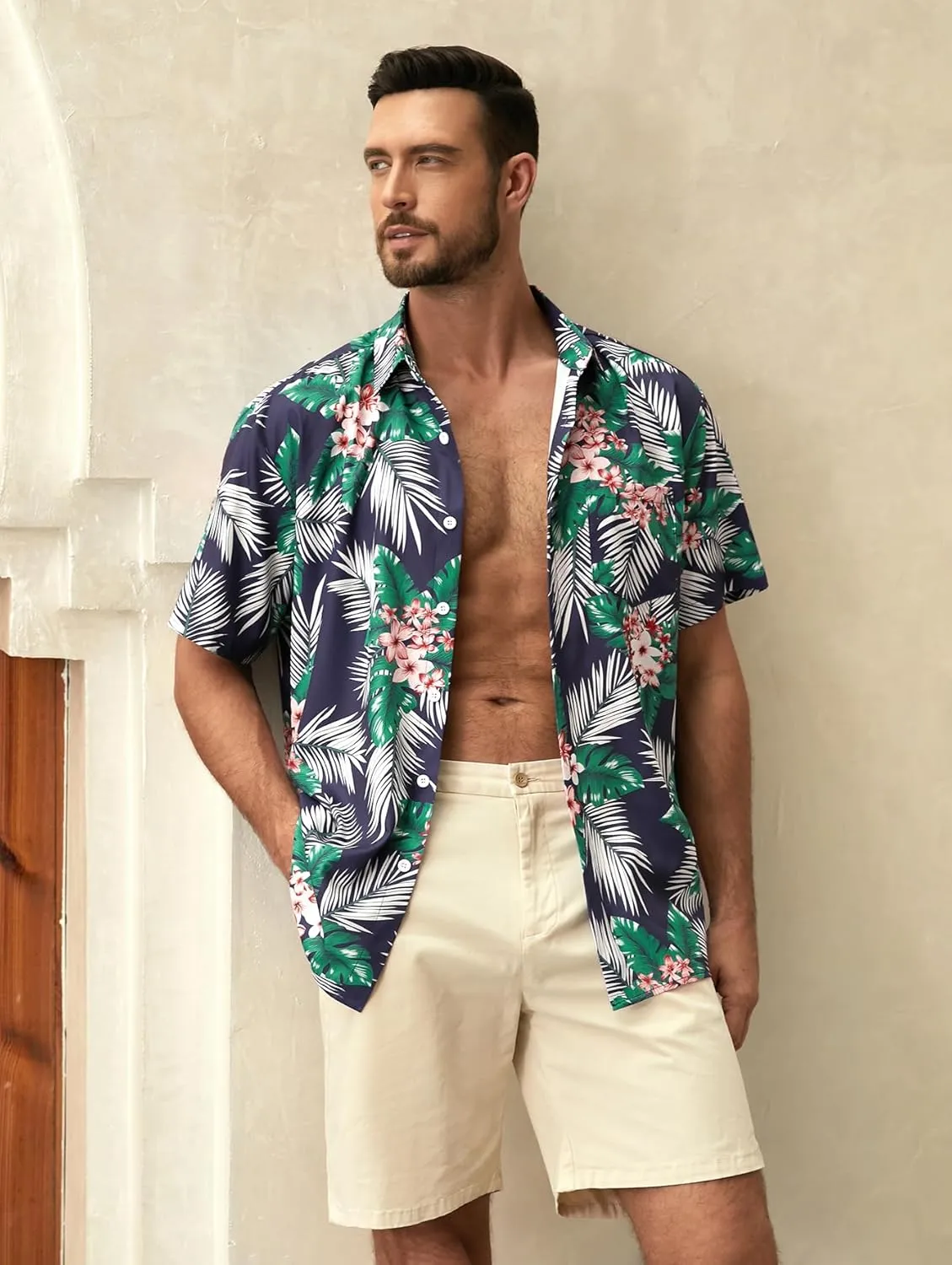 Hardaddy Men's Hawaiian Shirt Short Sleeves Printed Button Down Summer Beach Casual Shirts