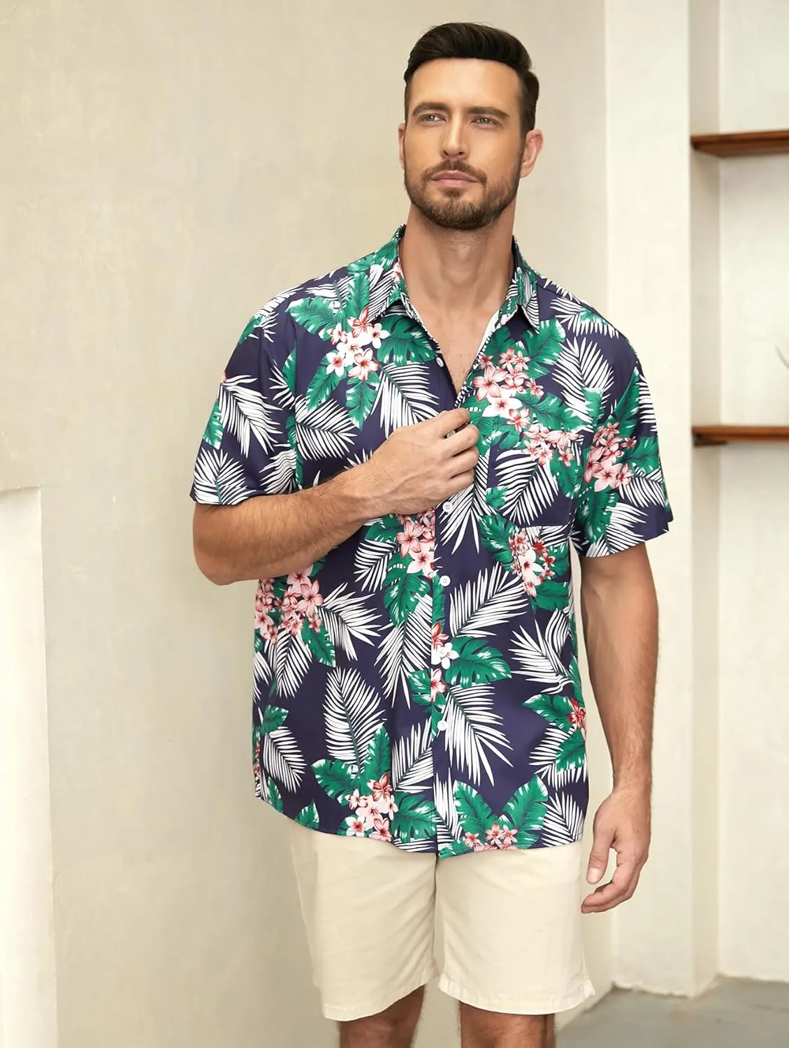 Hardaddy Men's Hawaiian Shirt Short Sleeves Printed Button Down Summer Beach Casual Shirts