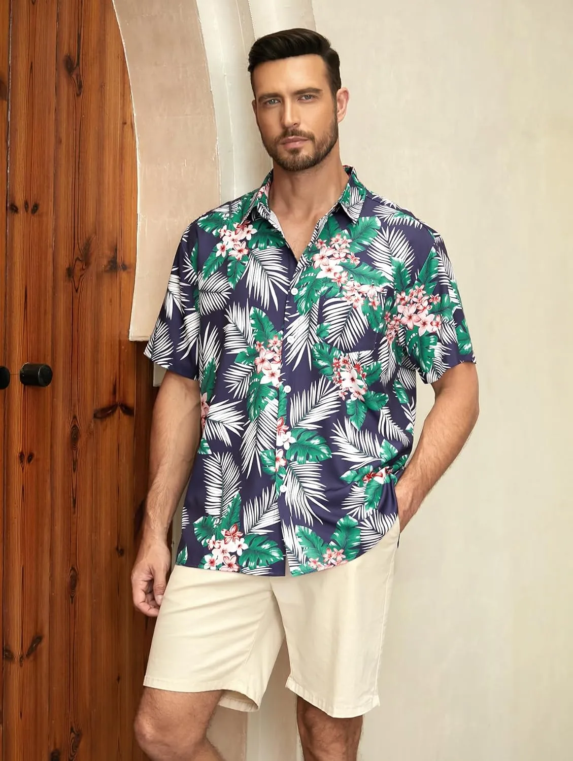 Hardaddy Men's Hawaiian Shirt Short Sleeves Printed Button Down Summer Beach Casual Shirts