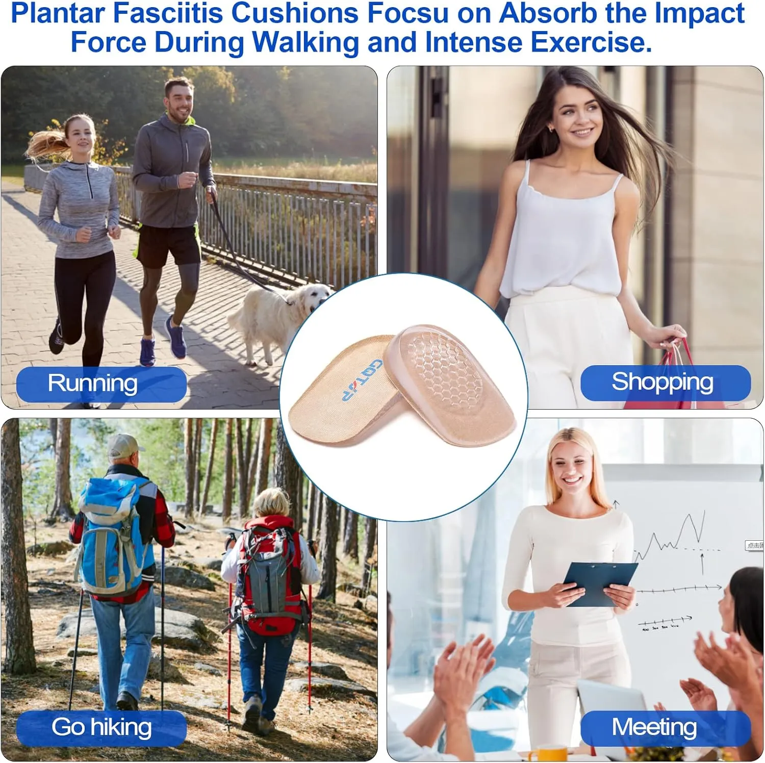 Heel Lift Inserts, Shock Absorption and Cushioning Height Increase Insoles for Achilles Tendonitis Relief, Heel Spurs, Heel Pain and Plantar Fasciitis