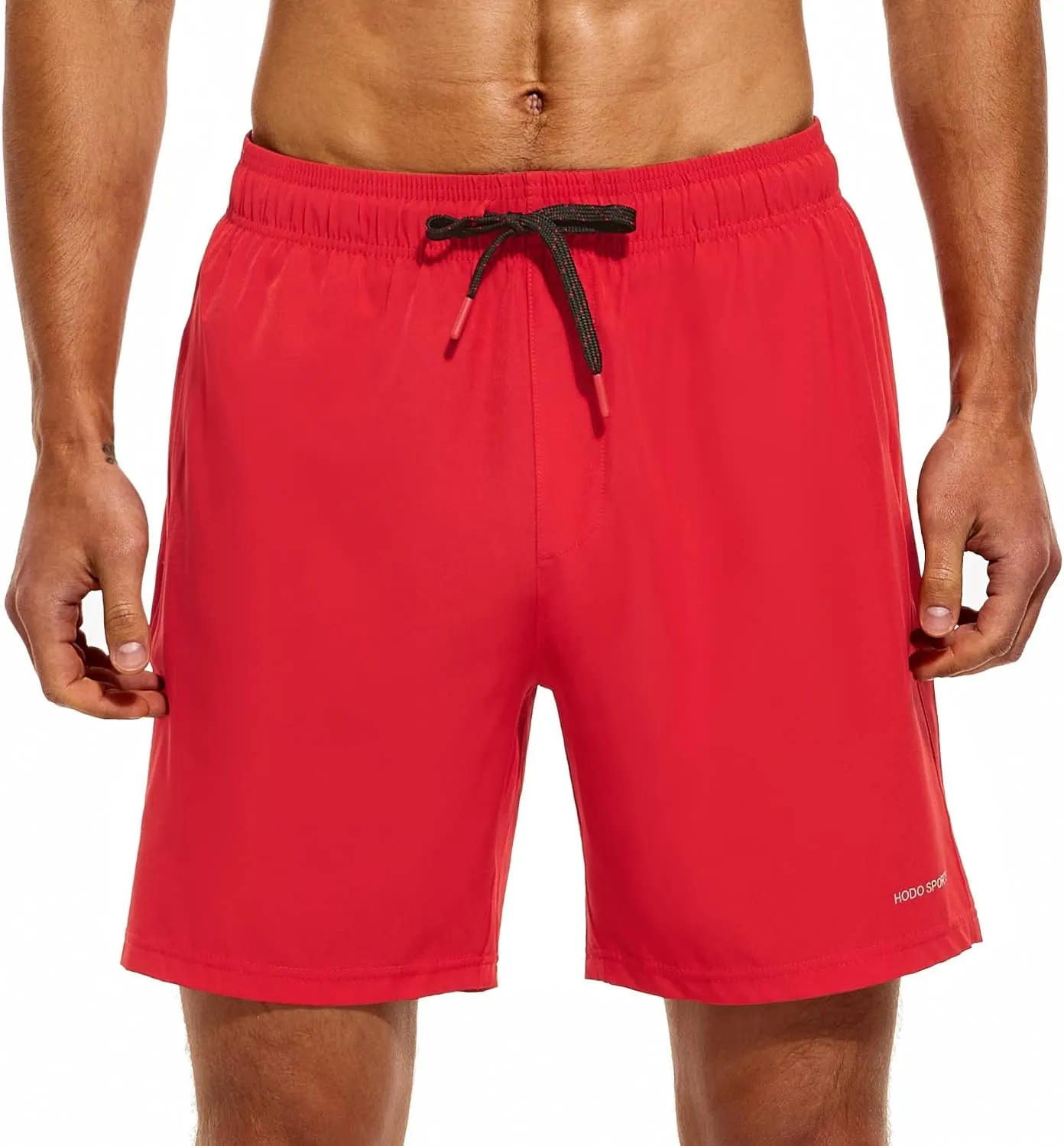 HODOSPORTS Mens Swimsuit Trunks 7" Quick-Dry Swim Shorts with Compression Liner and Zipper Pockets