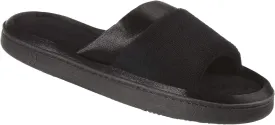 isotoner Women's Soft Microterry Wider Width Slide Slippers, with Satin Trim and Comfort Footbed