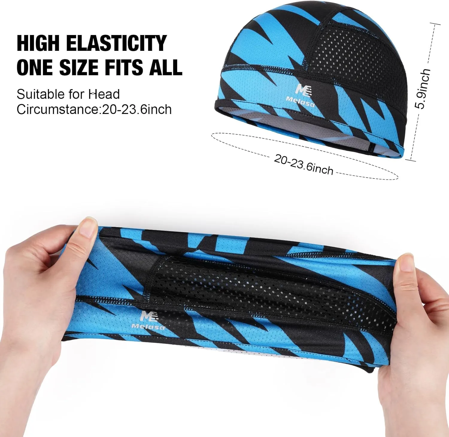 MELASA Cooling Skull Caps Helmet Liner, Lightweight Mesh Under Helmet Cycling Motorcycle Hard Hat Sweat Liner for Men Women