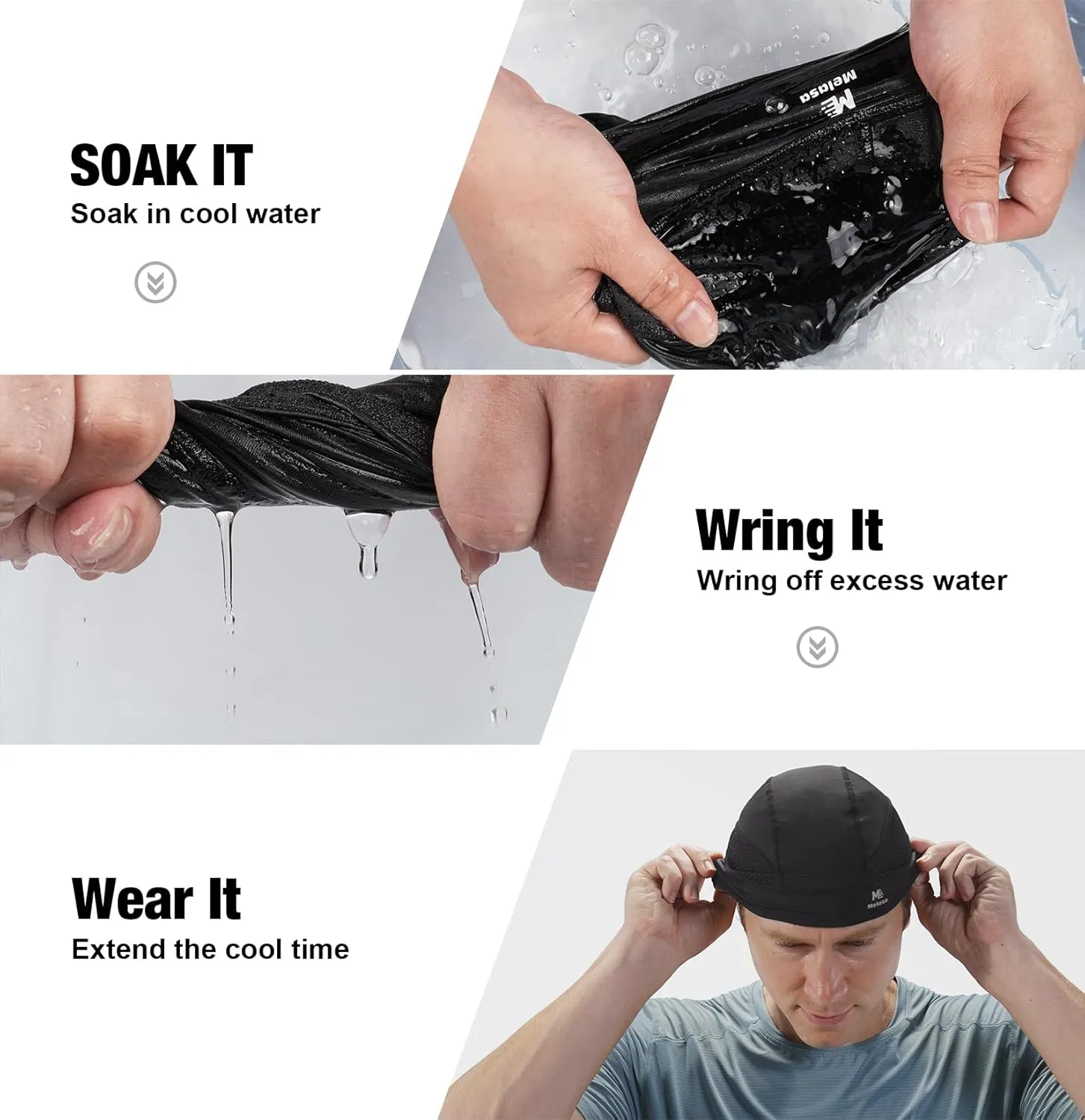 MELASA Cooling Skull Caps Helmet Liner, Lightweight Mesh Under Helmet Cycling Motorcycle Hard Hat Sweat Liner for Men Women