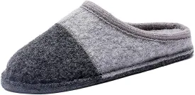 Men's Boiled Wool House Slippers Breathable Winter Warm Slip on Mules Indoor/Outdoor Slipper for Women Two Tone Cap Toe Clog