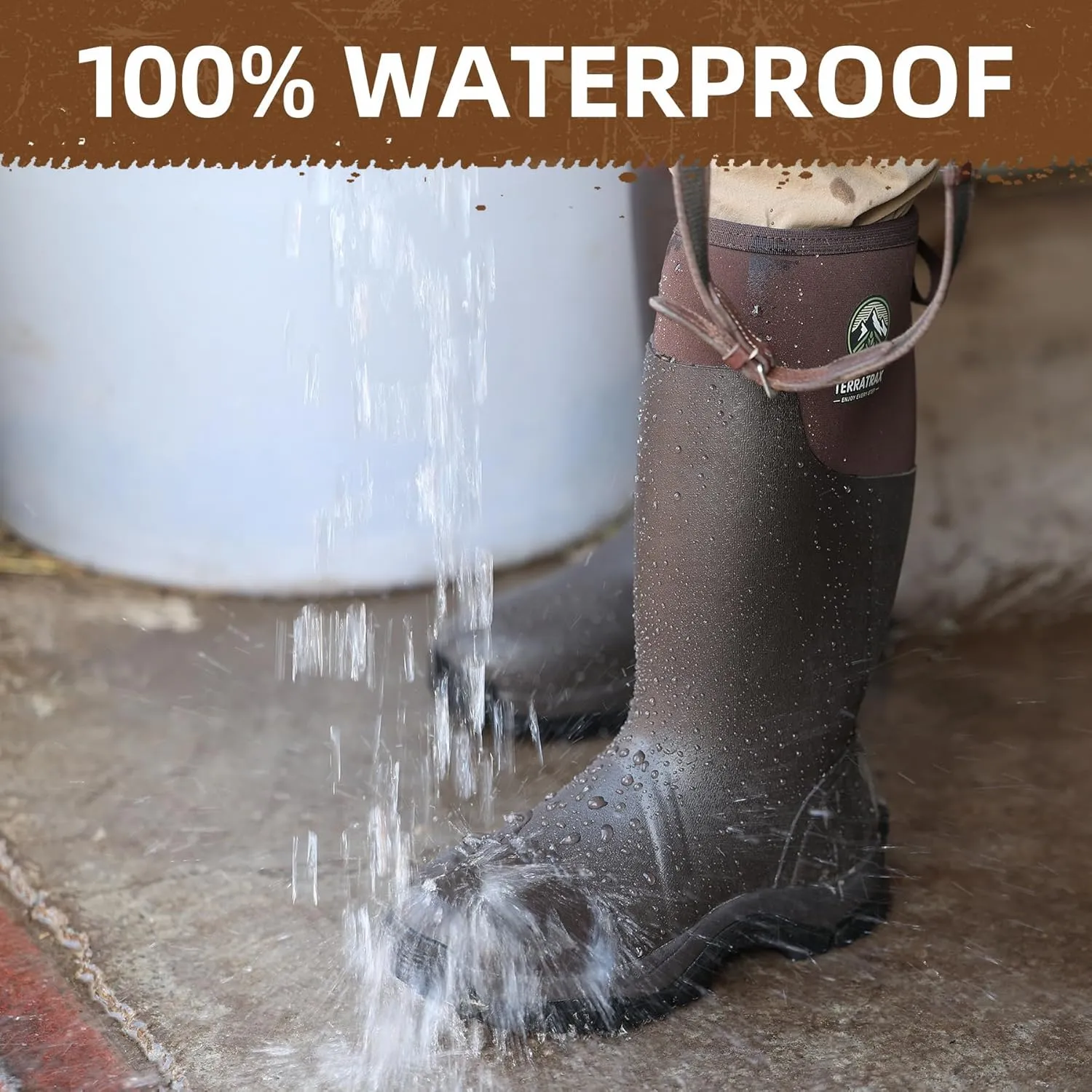 Men's Waterproof Insulated Rubber Hunting Boots  6mm Neoprene Rain Boots for Outdoor Work, Fishing, Farming & Gardening