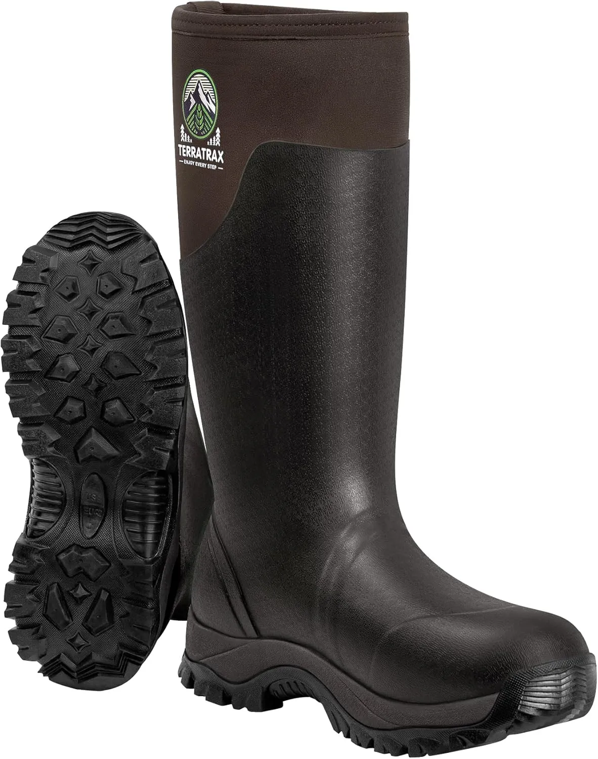 Men's Waterproof Insulated Rubber Hunting Boots  6mm Neoprene Rain Boots for Outdoor Work, Fishing, Farming & Gardening