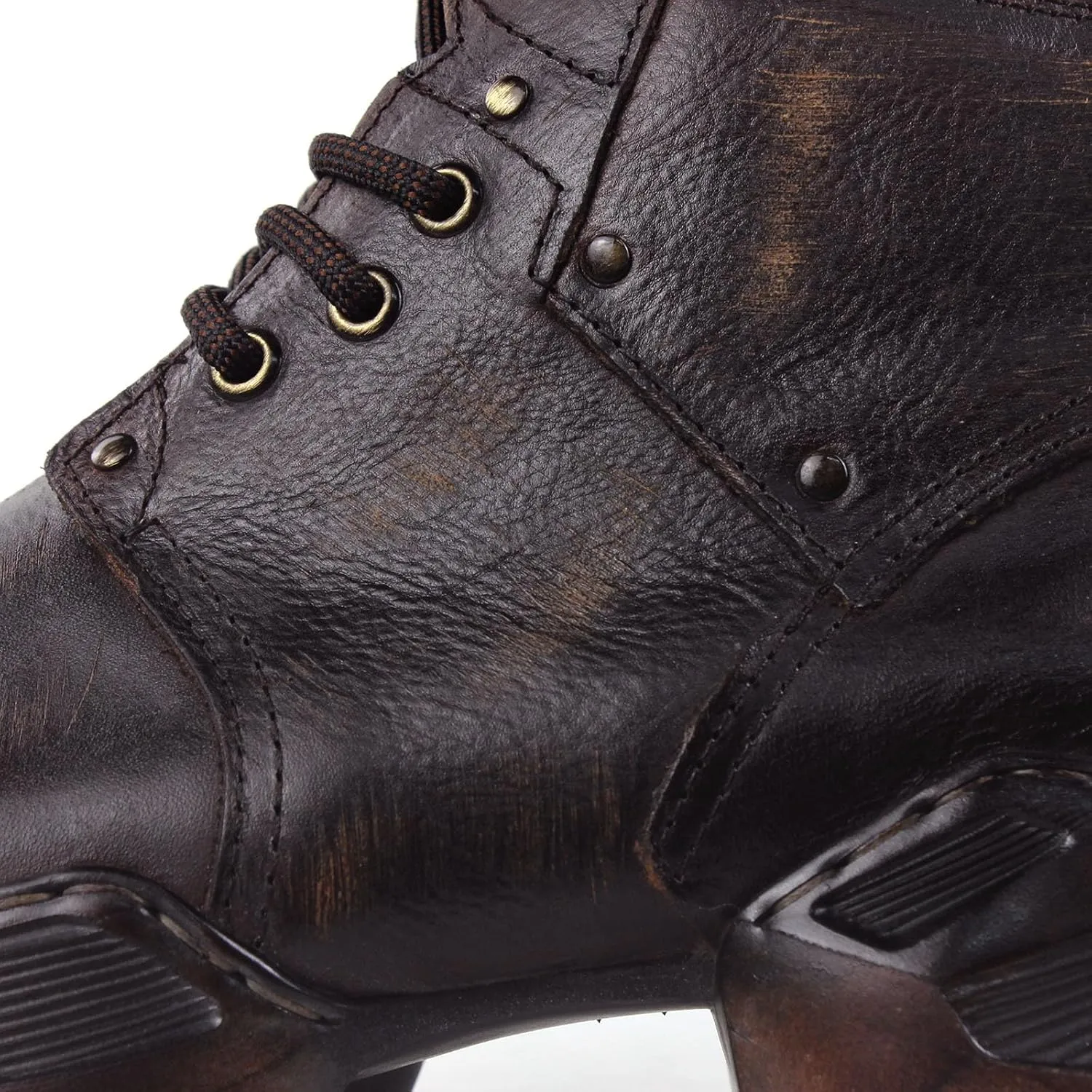 OSSTONE Vintage Fashion Sneakers for Men lace-up Leather Retro Moto Chukka Boots Casual Shoes OS-5008-S-1-US-R