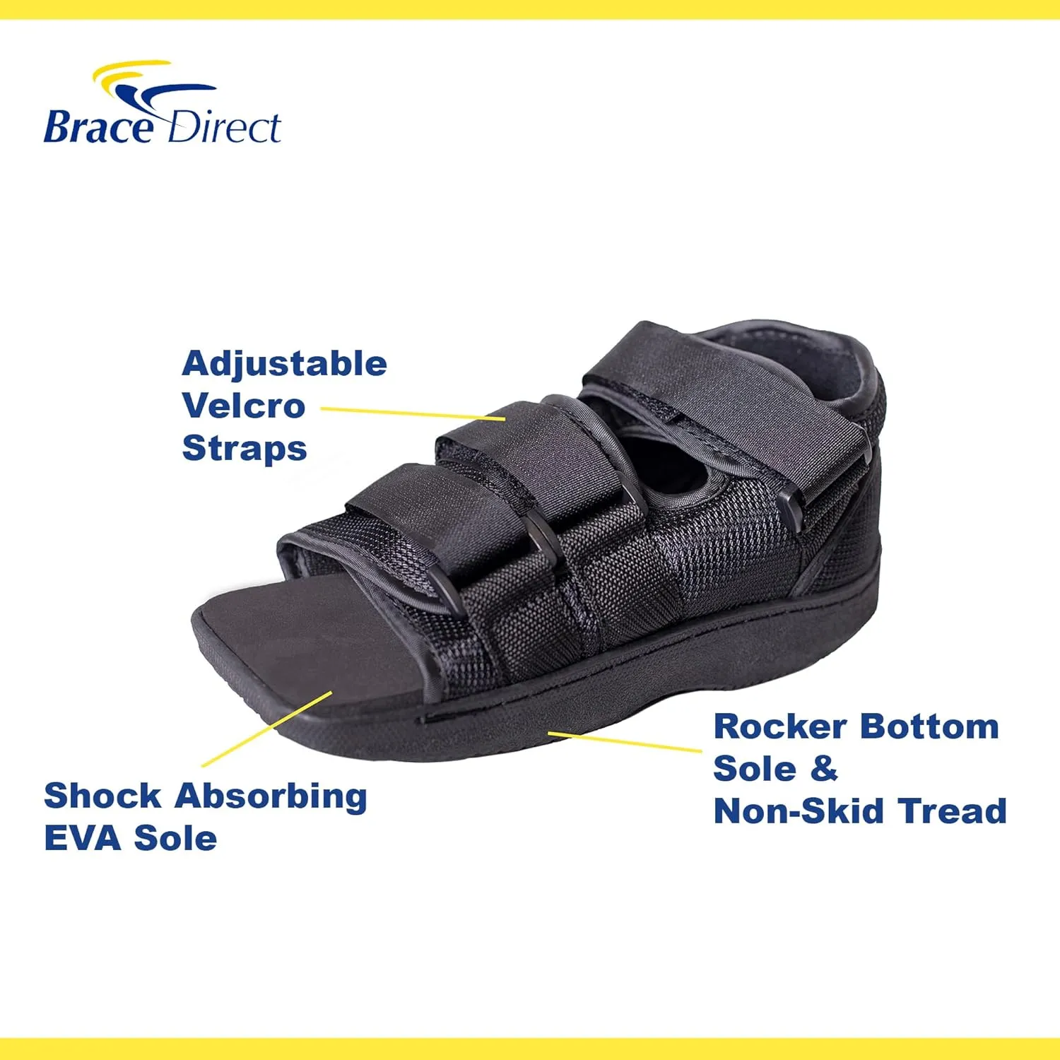 Pediatric Square-Toe Post-Op Shoe  Recovery Support for Broken or Fractured Foot & Toe Surgery, Left/Right Foot, Kids S (US Shoe 1.5-4)