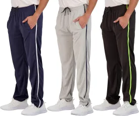 Real Essentials 3 Pack: Men's Mesh Athletic Gym Workout Lounge Open Bottom Sweatpants with Pockets (Available in Big & Tall)