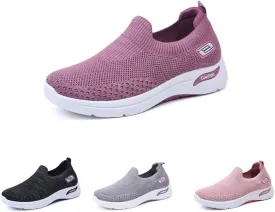 Slip Ins Womens Orthopedic SneakersBreathable Lightweight with Arch Support Slip on Walking Shoes Women's Soft Knitted Fabric Mesh Casual Non Slip Low Top Tennis Shoes 