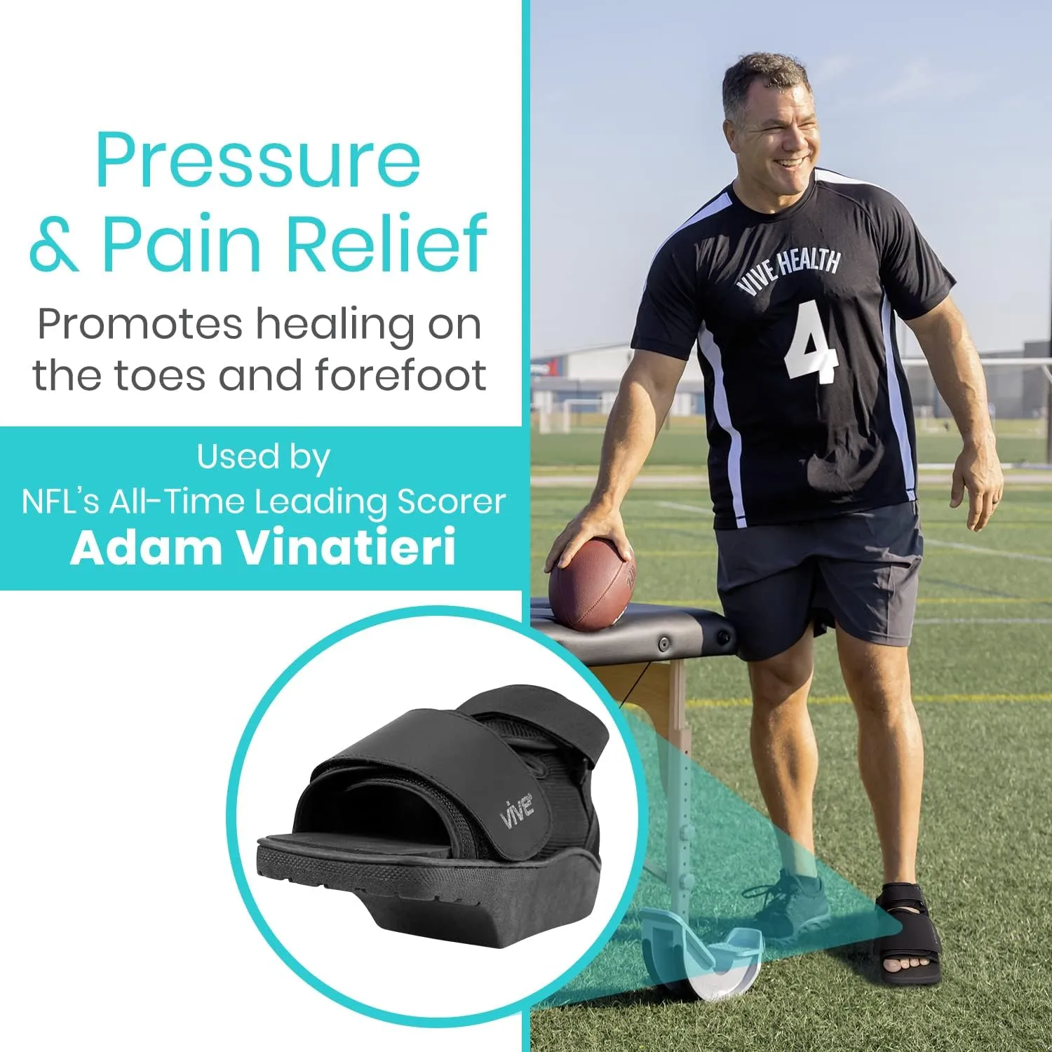 Vive Offloading Post-Op Shoe - Forefront Wedge Boot for Broken Toe Injury - Non Weight Bearing Medical Recovery for Foot Surgery, Hammer Toes, Bunion, Feet Walking Orthopedic (Medium)