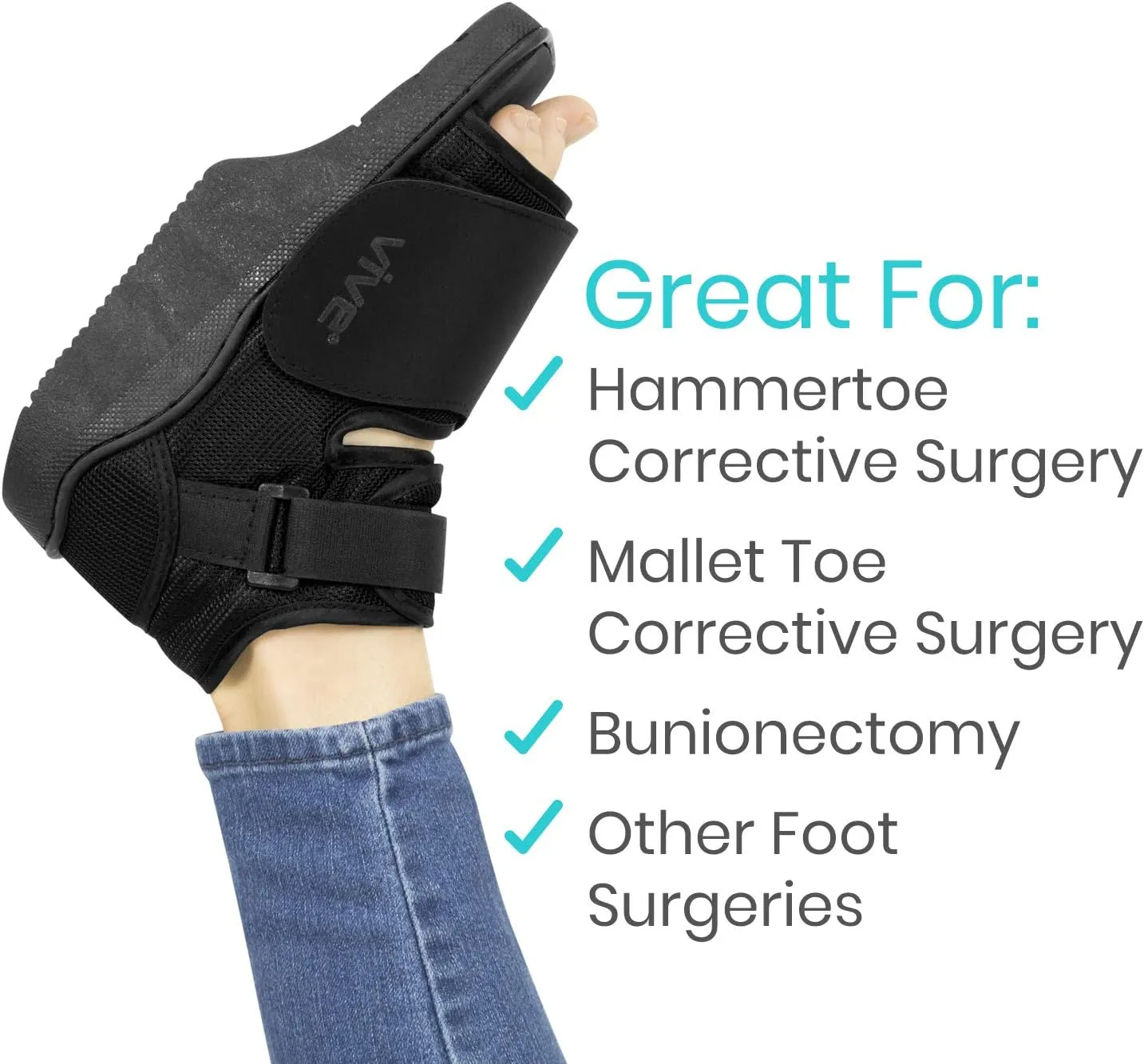 Vive Offloading Post-Op Shoe - Forefront Wedge Boot for Broken Toe Injury - Non Weight Bearing Medical Recovery for Foot Surgery, Hammer Toes, Bunion, Feet Walking Orthopedic (Medium)