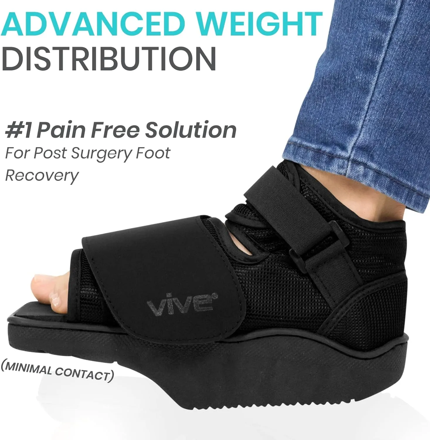 Vive Offloading Post-Op Shoe - Forefront Wedge Boot for Broken Toe Injury - Non Weight Bearing Medical Recovery for Foot Surgery, Hammer Toes, Bunion, Feet Walking Orthopedic (Medium)