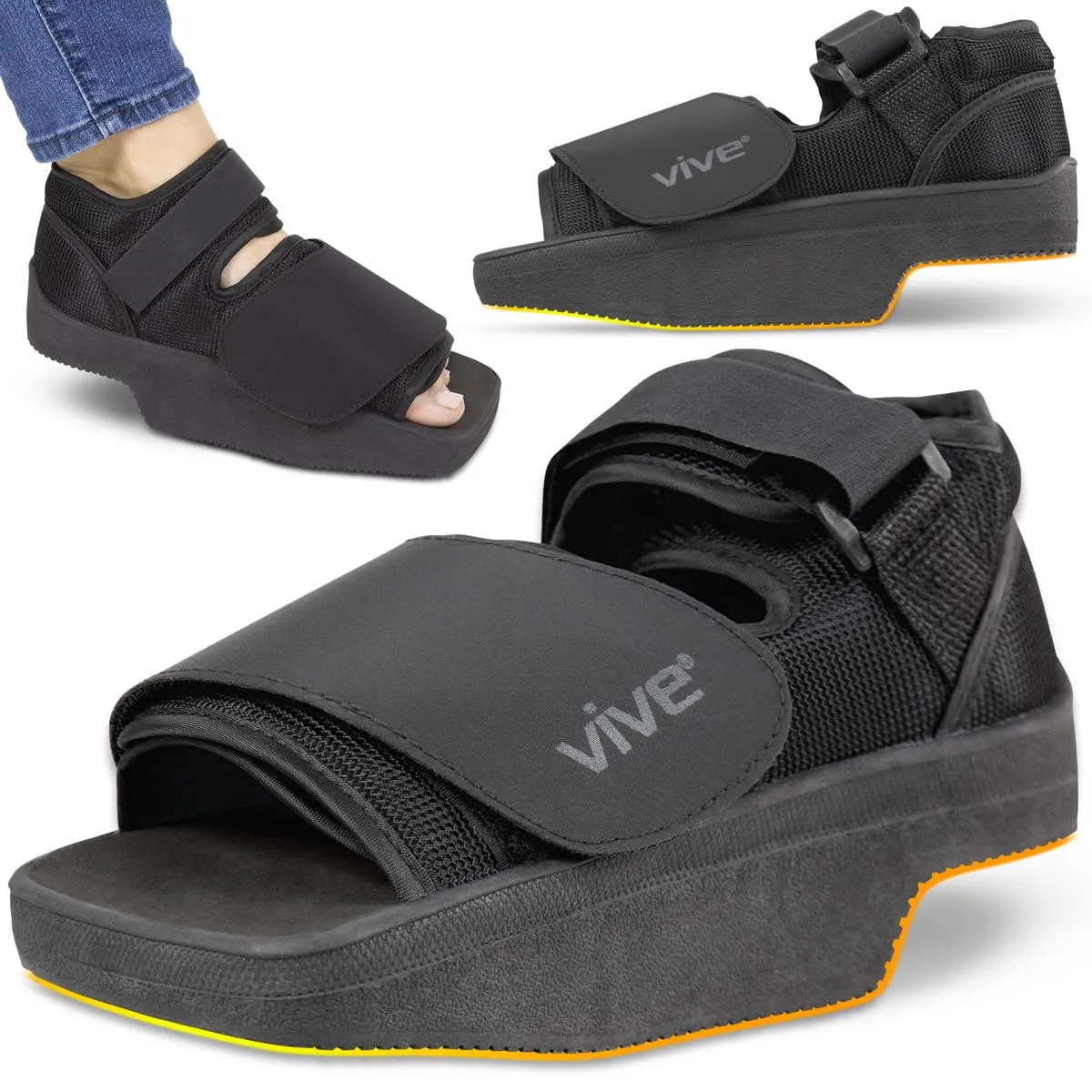 Vive Wedge Post-Op Shoe - Offloading Boot for Heel or Ankle Pain - Medical Foot Recovery for Bone or Soft Tissue Surgery, Fracture, Plantar Fasciitis, Ulcerations, Feet (Small)