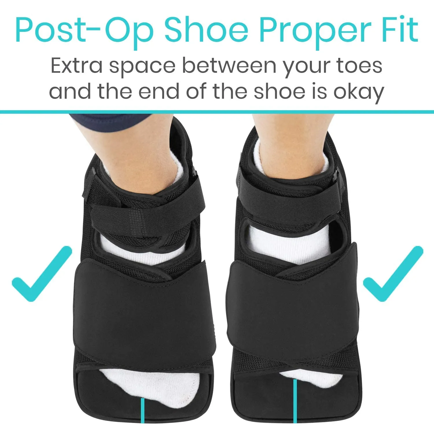 Vive Wedge Post-Op Shoe - Offloading Boot for Heel or Ankle Pain - Medical Foot Recovery for Bone or Soft Tissue Surgery, Fracture, Plantar Fasciitis, Ulcerations, Feet (Small)