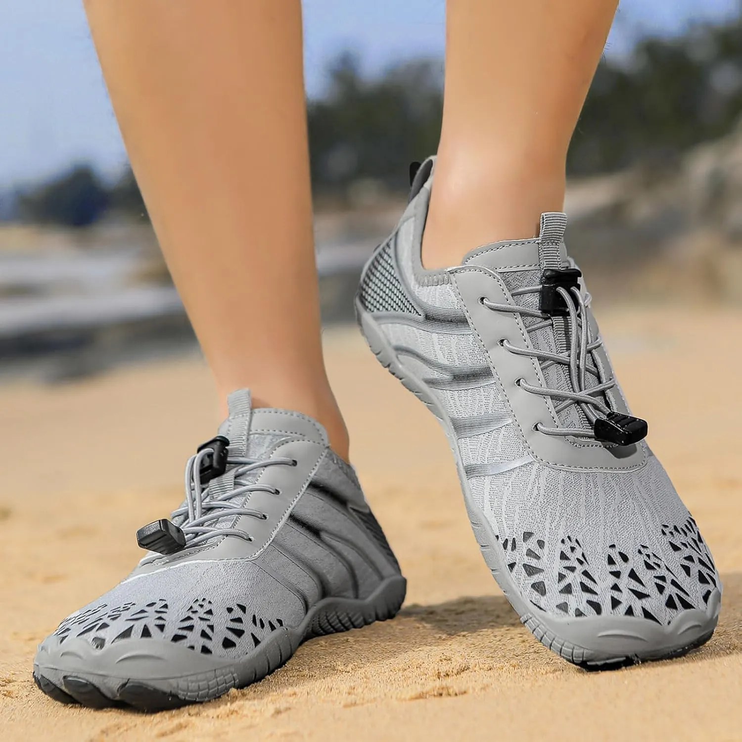 Women Hike Barefoot Shoes Men Breathable & Non-Slip Footwear Barefoot Shoes with Wide Toe Box, Quick Dry Athletic Beach Swim Surf Hiking Trail Running Shoe